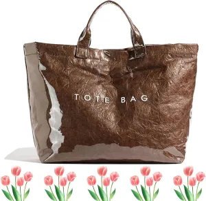 Stellaya Tote Bag, Womens Letters Print Tote Bag, Pvc Tote Bag for Women, Women's Pvc Kraft Paper Tote Bag
