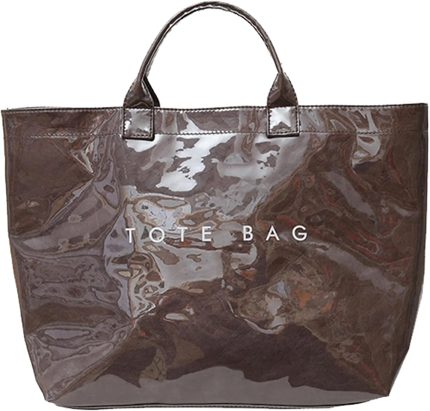Stellaya Womens Letters Print Tote Bag, Women's PVC Kraft Paper Tote Bag, Stellaya Letter Print PVC Kraft Paper