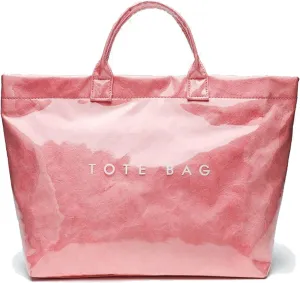 Stellaya Womens Letters Print Tote Bag, Women's PVC Kraft Paper Tote Bag, Stellaya Letter Print PVC Kraft Paper
