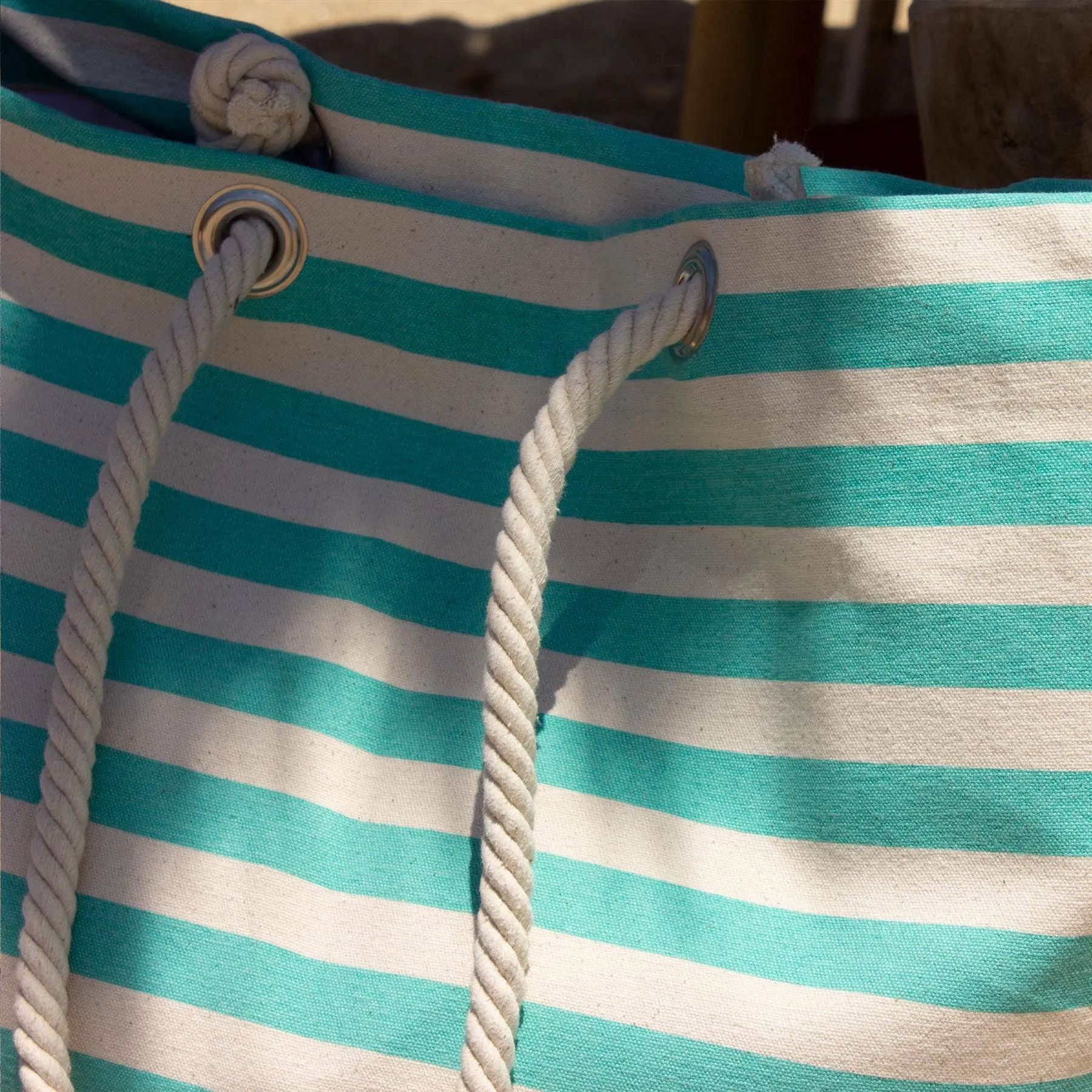 Striped Canvas Tote Beach Bag