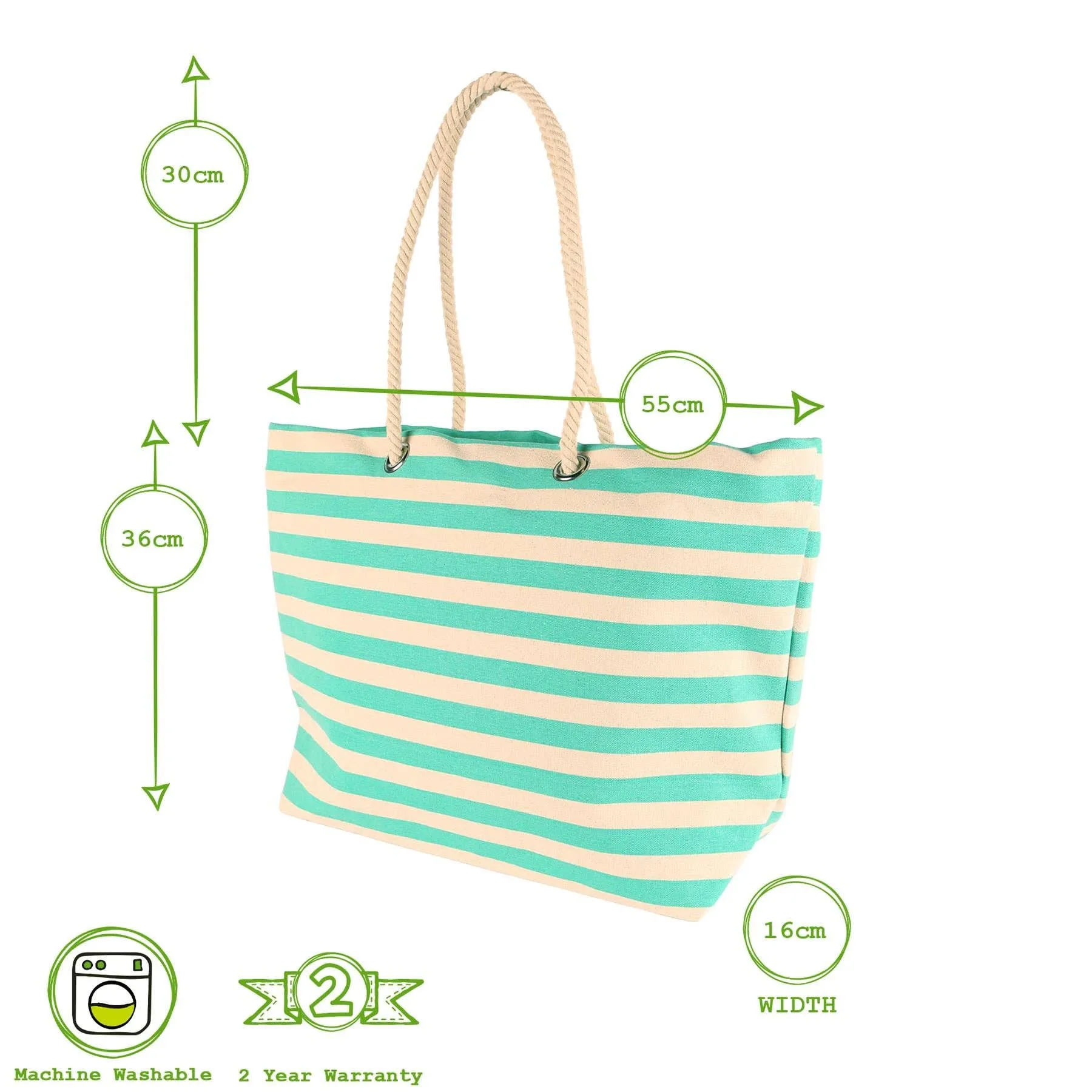Striped Canvas Tote Beach Bag