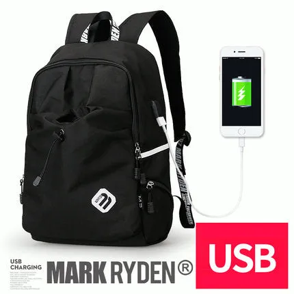 Student Water Repellent USB Design Nylon Backpack