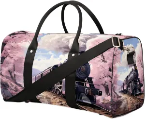 Style Train Travel Duffel Bag for Women Men Waterproof Foldable Overnight Weekender Bag Large Capacity Sports Gym Bag