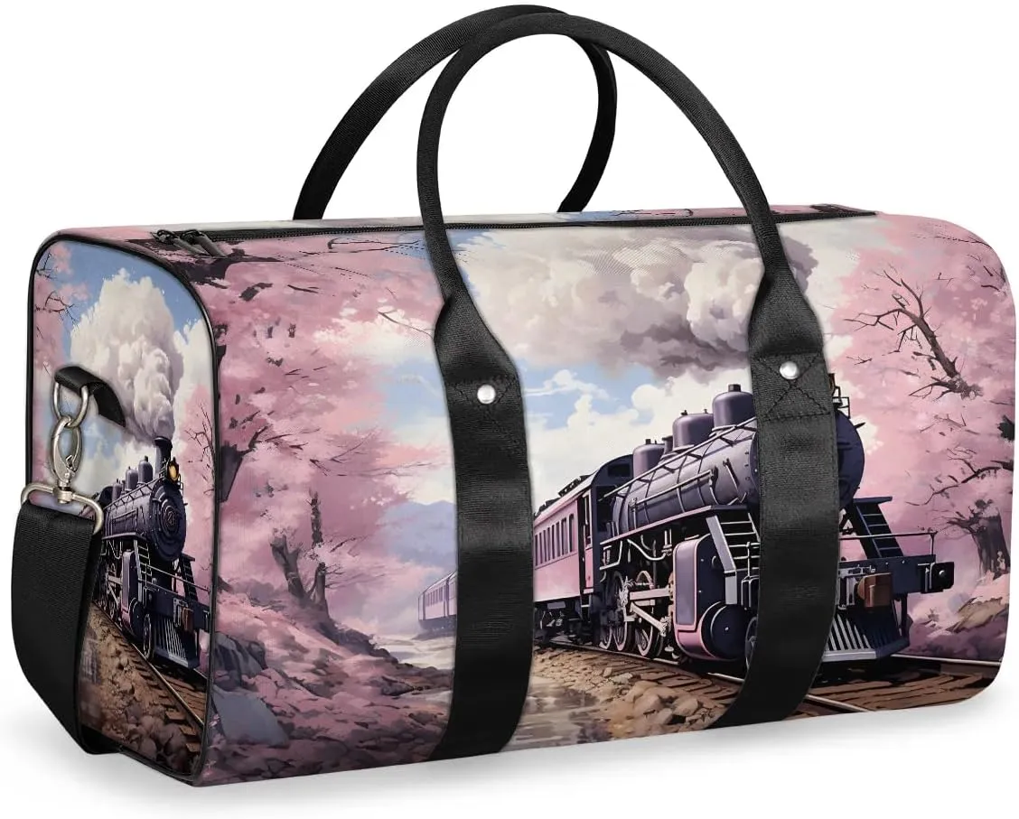 Style Train Travel Duffel Bag for Women Men Waterproof Foldable Overnight Weekender Bag Large Capacity Sports Gym Bag