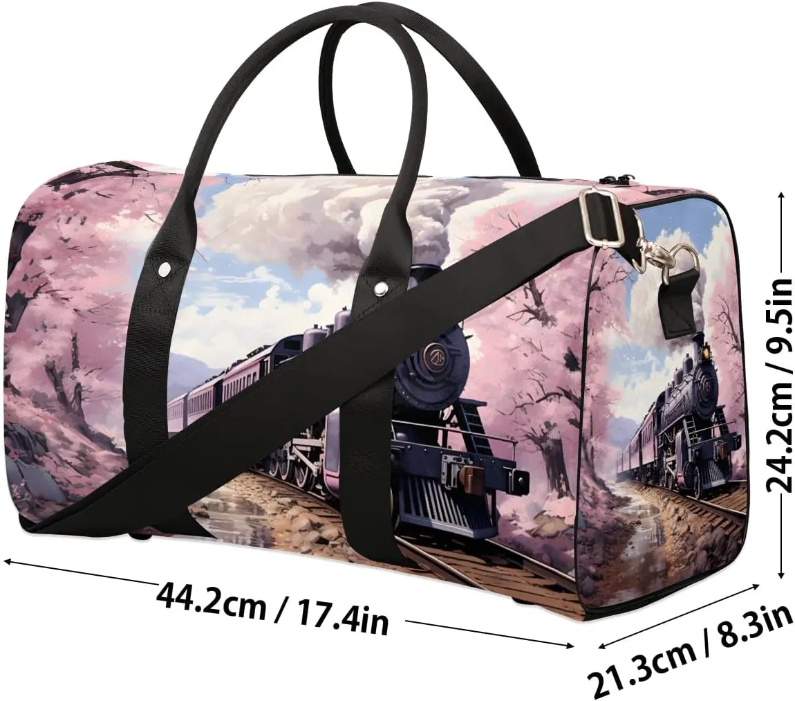 Style Train Travel Duffel Bag for Women Men Waterproof Foldable Overnight Weekender Bag Large Capacity Sports Gym Bag