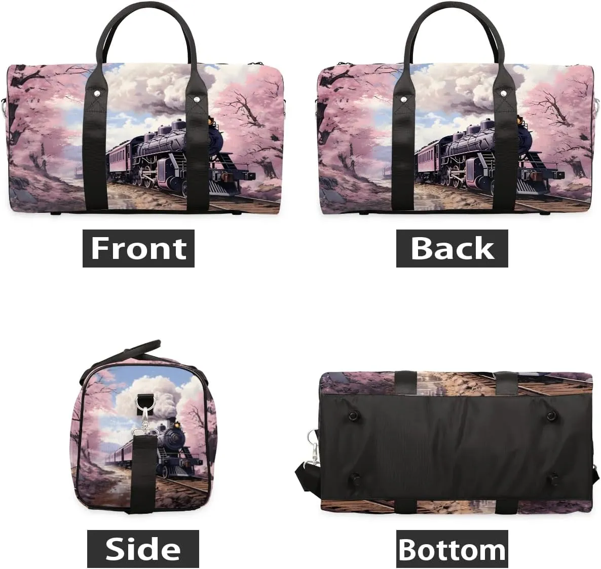 Style Train Travel Duffel Bag for Women Men Waterproof Foldable Overnight Weekender Bag Large Capacity Sports Gym Bag