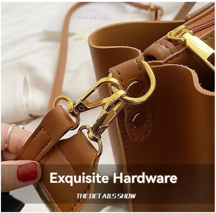 Stylish Crossbody Bag with Adjustable Shoulder Strap - Large Capacity and Exquisite Hardware (Brown)