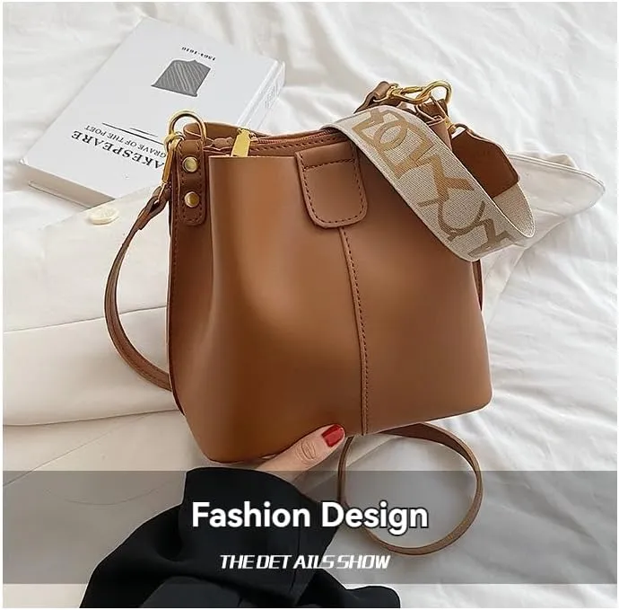 Stylish Crossbody Bag with Adjustable Shoulder Strap - Large Capacity and Exquisite Hardware (Brown)