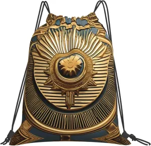 Sun Old Egyptian Timeless Grace print Casual drawstring backpack fitness bag, fashionable, fit for sports travel and daily use