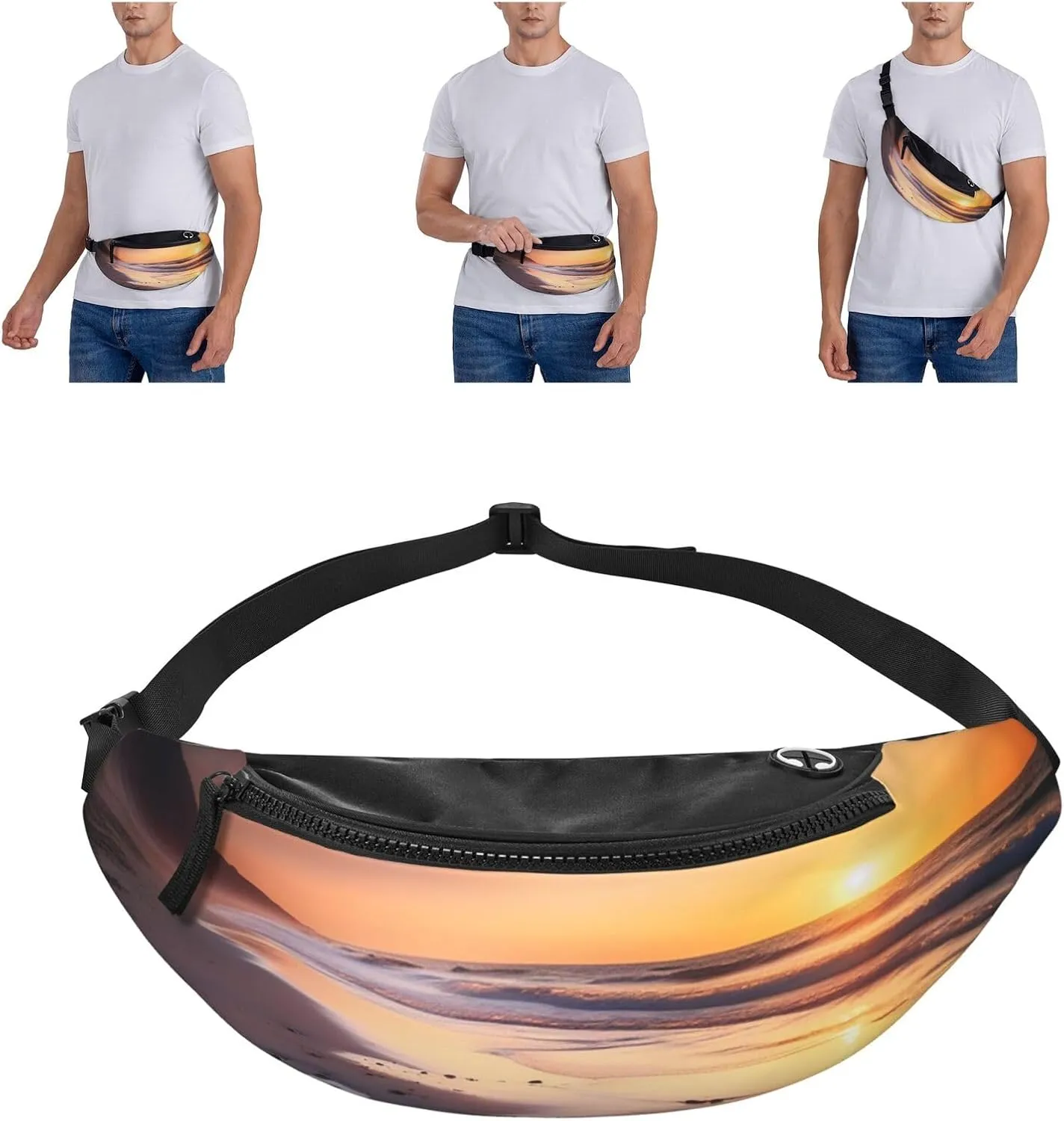 Sun Rise On The Beach Fanny Pack for Man Women Waist Bag Adjustable Belt Casual Chest Bag Bum Bags for Travel Sports Running Hiking Waist Packs