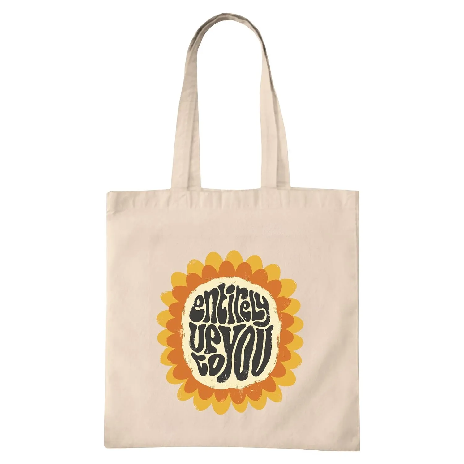 Sunflower Retro Quote Gifts for Optimistic Ambitious People izable Options Natural White Multicolor Canvas Tote Bag