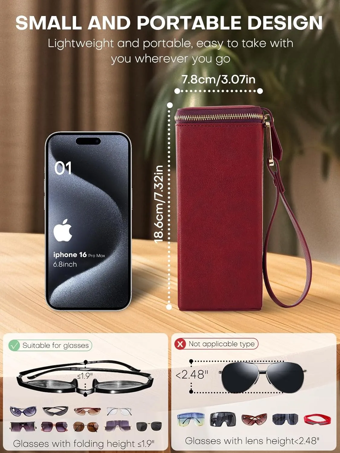 Sunglasses Travel Case Organizer Hangable for Men Women, Eyeglasses Foldable Storage Organizer