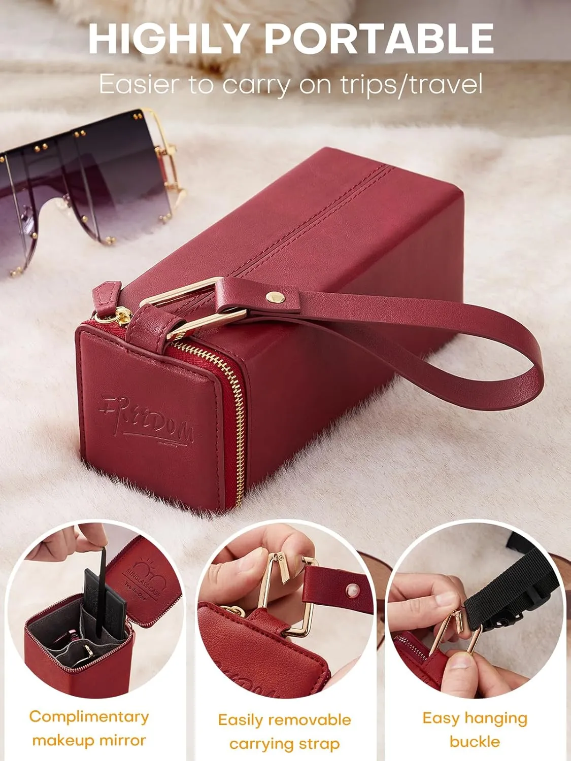 Sunglasses Travel Case Organizer Hangable for Men Women, Eyeglasses Foldable Storage Organizer