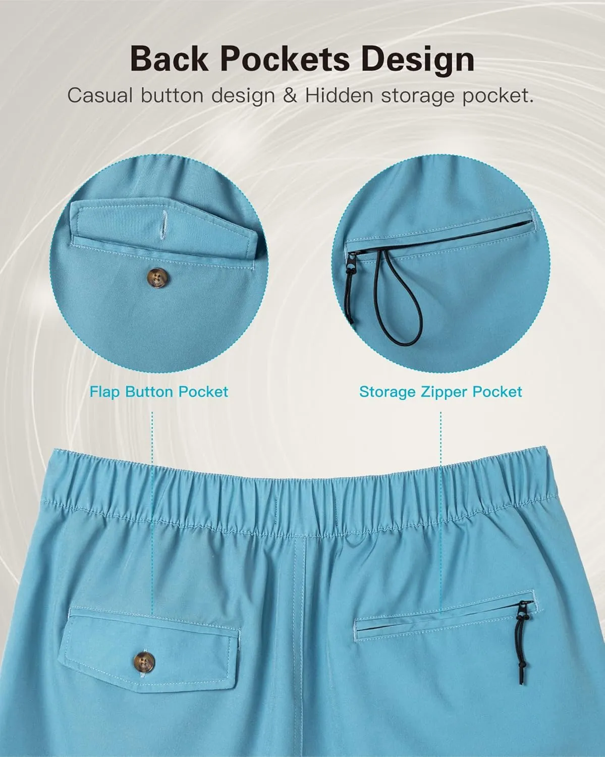 SURF CUZ Mens Swim Trunks with Compression Liner 5" Swim Shorts Quick Dry Bathing Suit Swimming Trunks Zipper Pockets