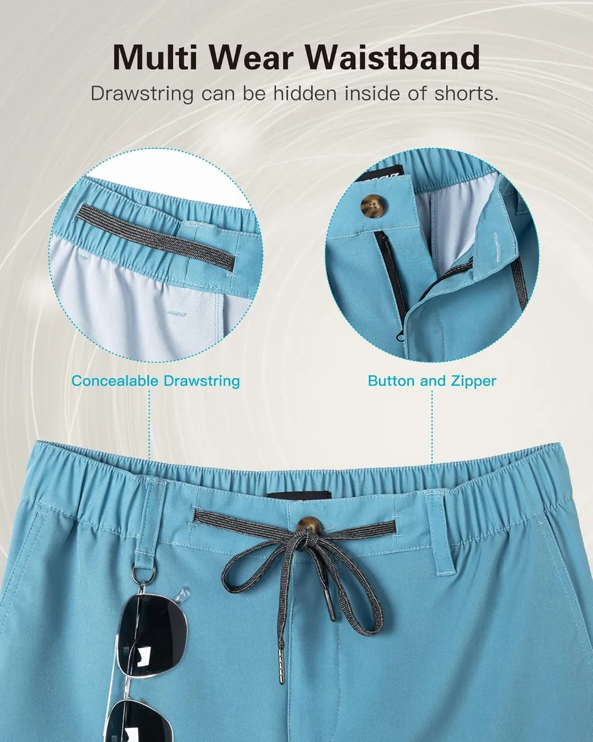 SURF CUZ Mens Swim Trunks with Compression Liner 5" Swim Shorts Quick Dry Bathing Suit Swimming Trunks Zipper Pockets