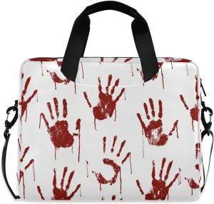 susiyo Scary Halloween Red Bloody Hands Imprint Laptop Bag 15.7 inch Briefcases for Adults Shoulder Carrying Case for Office Travel