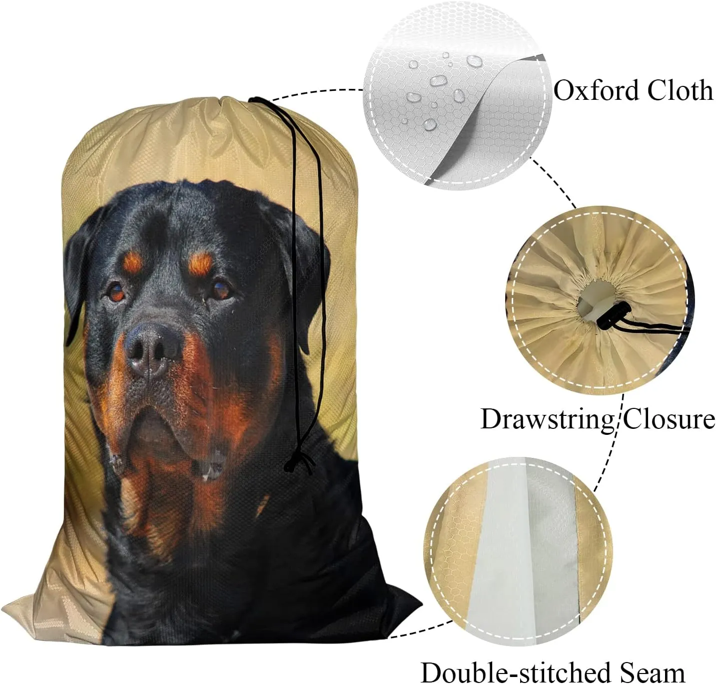 Swono Cool Dog Laundry Bag with Drawstring Straps, Heavy Duty Extra Large Laundry Bags for Laundromat and Household, Lovely Puppy In The Field Washable Travel Dirty Clothes Bag Hamper Liner, Doggy
