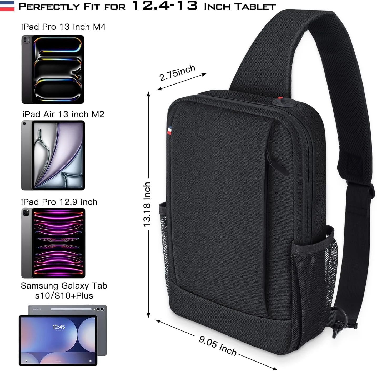 Tablet Sleeve for 2025 2024 iPad Air 13 Inch M3 M2/iPad Pro 13 M4/iPad Pro 12.9" 6/5/4/3/2/1 Generation with Magic Keyboard,Samsung Galaxy Tab S10  S9  Plus FE /S8 /S7  12.4" Carrying Shoulder Bag