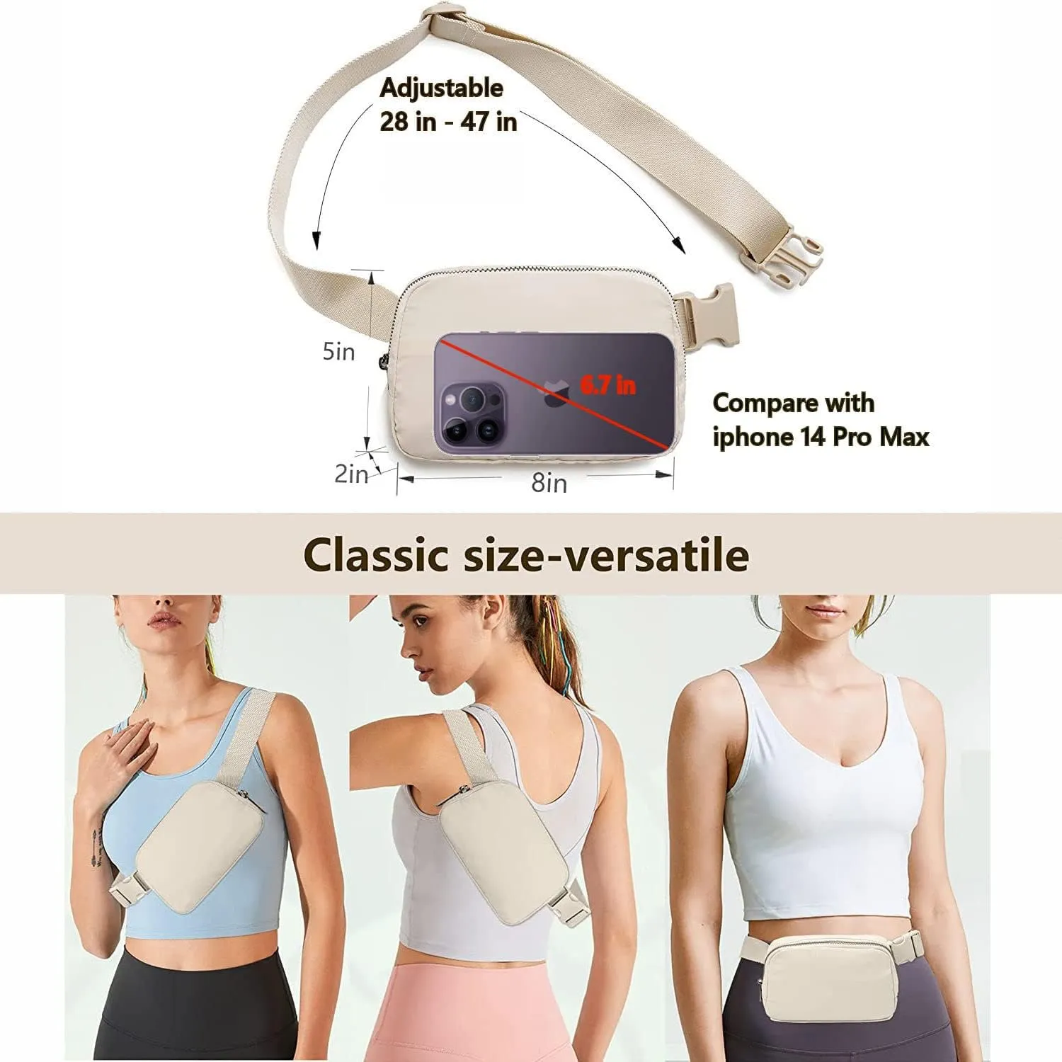 Tapp Collections Unisex Mini Crossbody Belt Bag with Adjustable Strap Small Waist Pouch for Workout Running Traveling Hiking - Royal Blue
