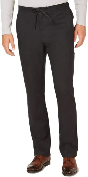 Tasso Elba Mens Pull Up Woven Casual Pants Gray S