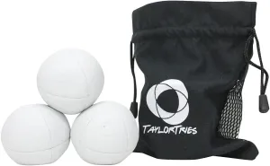 Taylor Tries Signature Pro Series Juggling Balls- Professional 8 Panel Ball with Drawstring Carry Bag - 110 Grams, 67mm - Set of 3 (White)