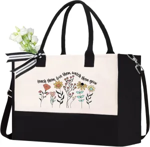 Teacher Appreciation Canvas Tote Bag - Aesthetic Gift for Women - Christmas Teacher Gift