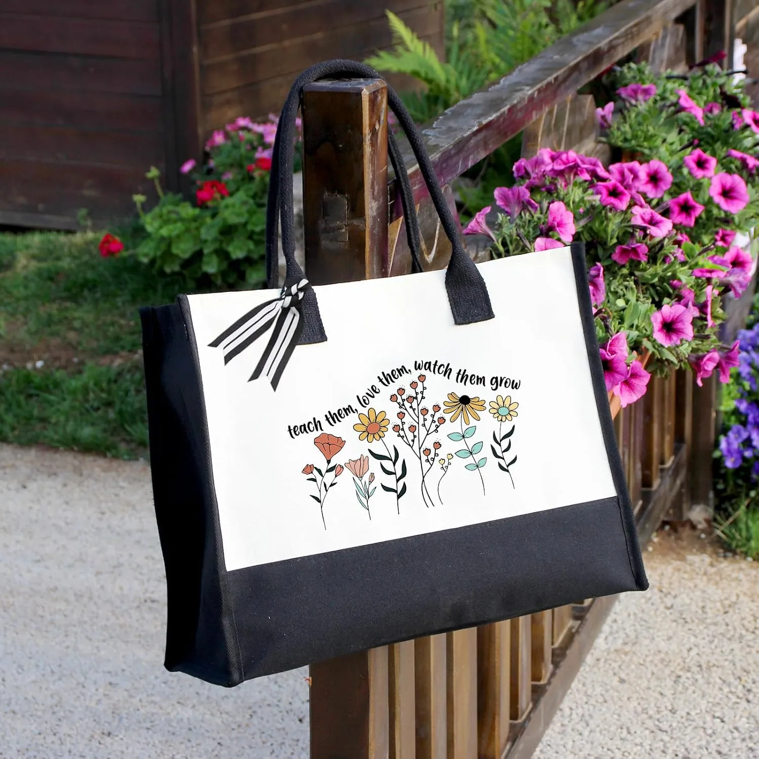 Teacher Appreciation Canvas Tote Bag - Aesthetic Gift for Women - Christmas Teacher Gift