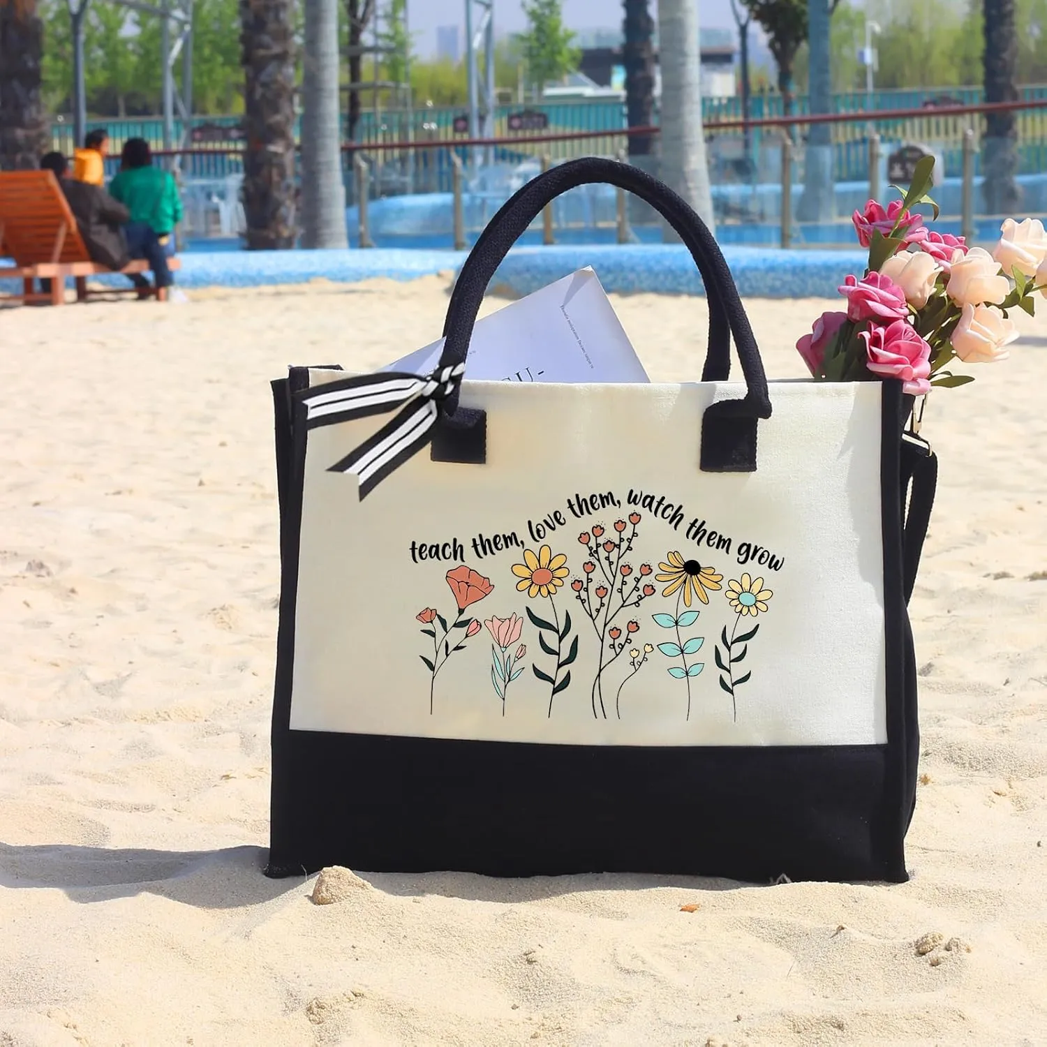 Teacher Appreciation Canvas Tote Bag - Aesthetic Gift for Women - Christmas Teacher Gift