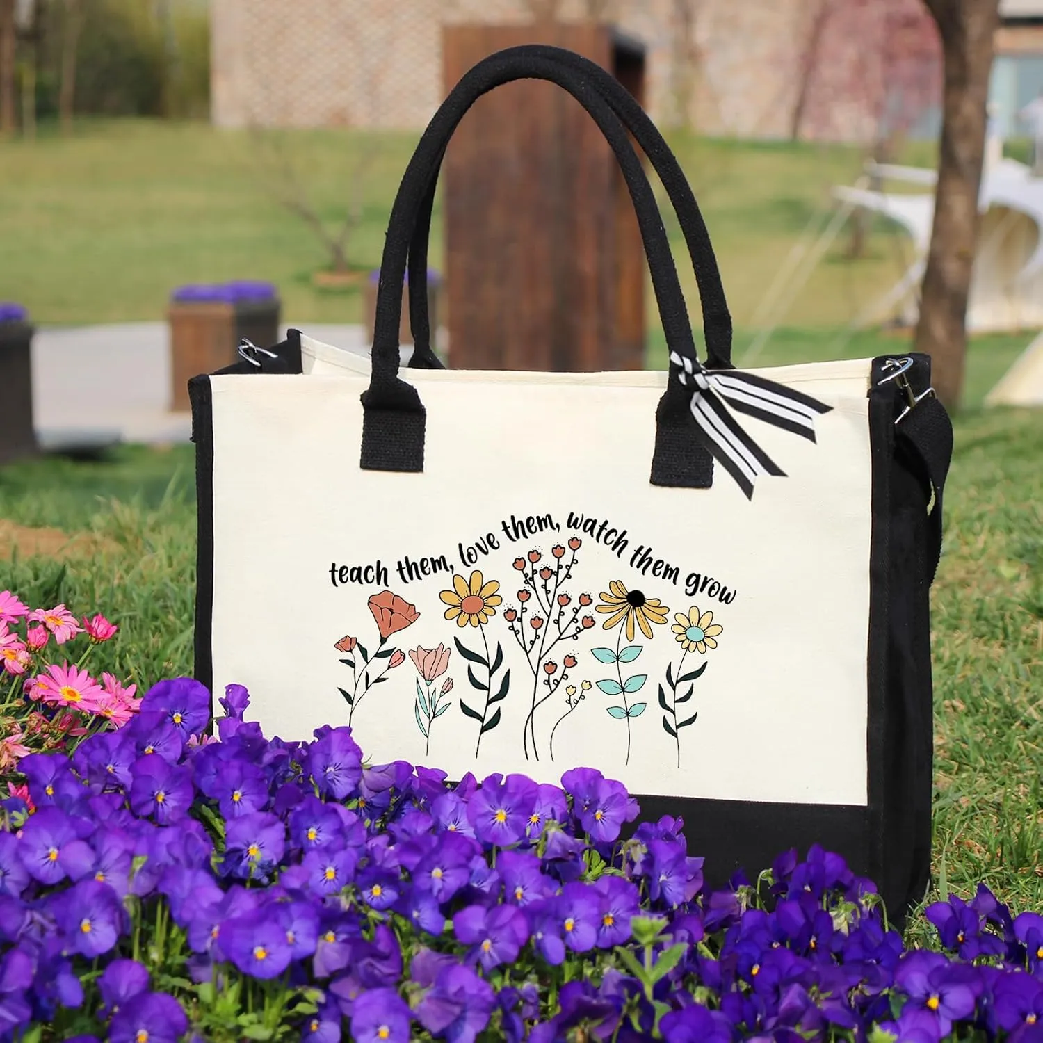 Teacher Appreciation Canvas Tote Bag - Aesthetic Gift for Women - Christmas Teacher Gift