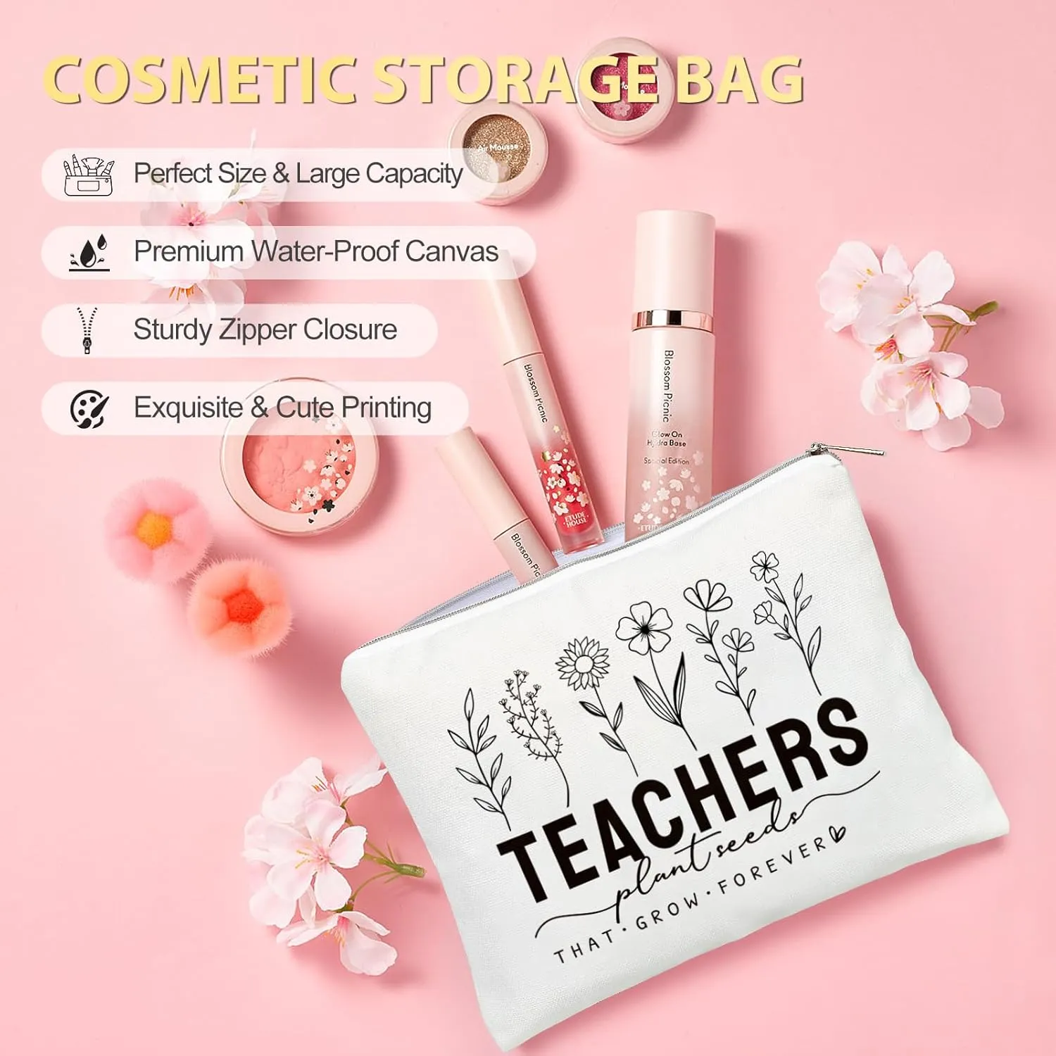 Teacher Appreciation Gifts, Best Teacher Tote Bags for Women, Unique Gifts Ideas from Students - Funny Thank You Basket Box Back to School Gifts, Teacher Christmas Gifts Birthday Gifts Pink