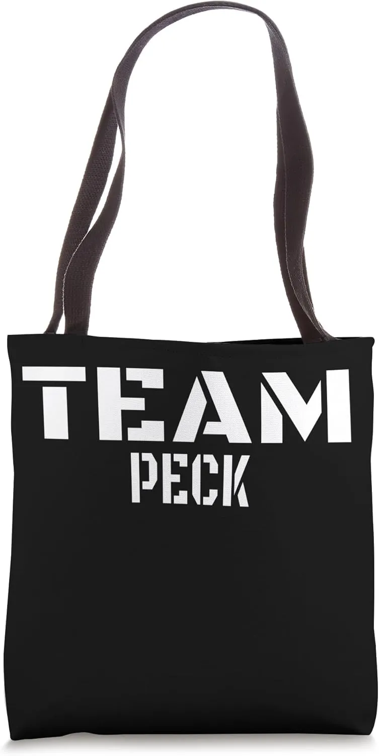 Team Peck Unique Personalized Matching Family Tote Bag