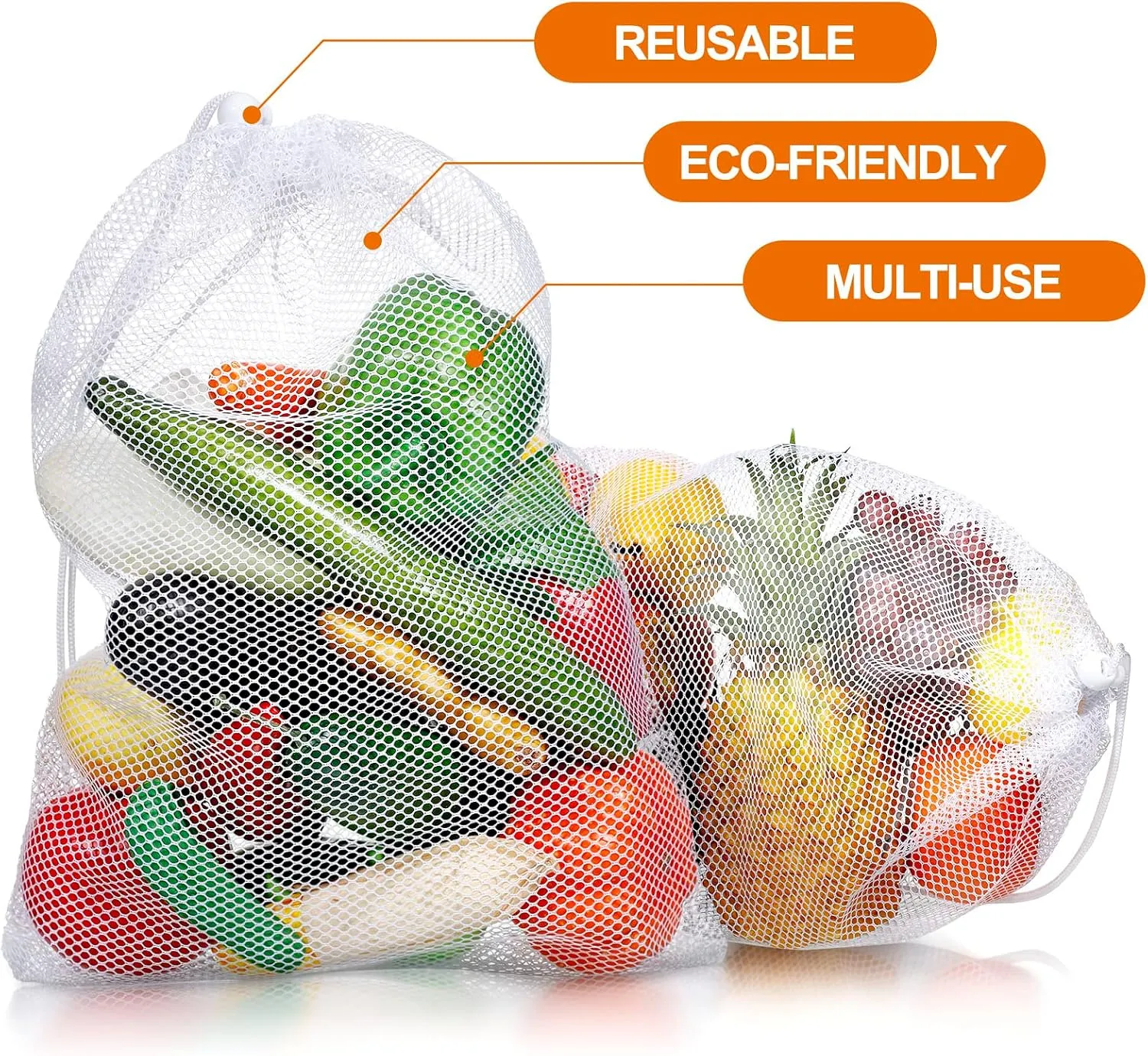 TecUnite 10 Pcs Mesh Bags Drawstring Laundry Bags Large Nylon Mesh Gift Dishwasher Bag with Sliding Drawstring for Kitchen Jewelry Gifts Wedding Favor Home(11.8 x 7.5 Inch,White)