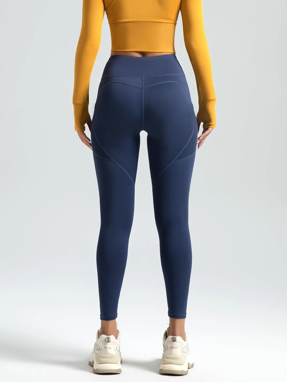 Teen Girls Leggings with Pockets High Waisted Tummy Control Athletic Yoga Pants Workout Running Dance Tights for Slim Women