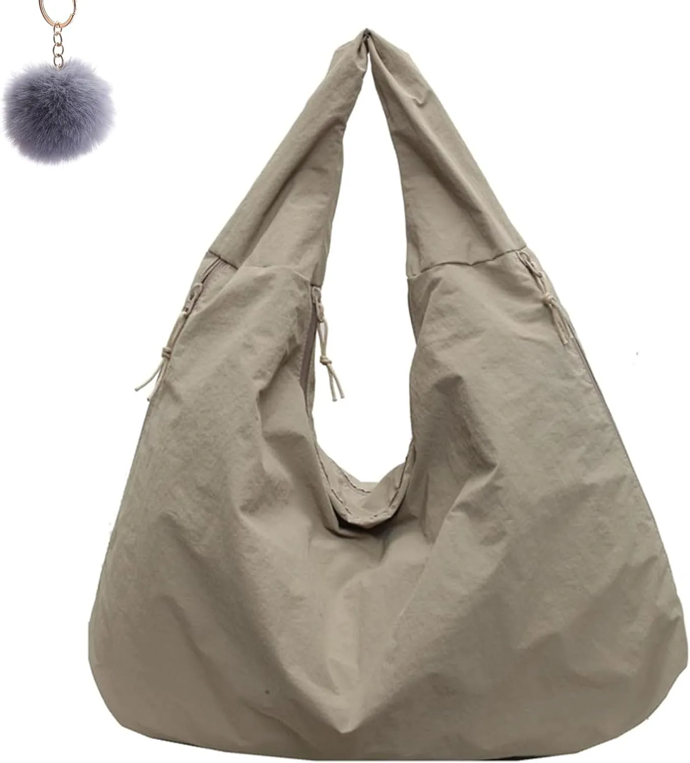 Textured Draped Tote Bag, Women's Solid Color, Large Capacity Fashion Versatile Shoulder Bag (khaki)