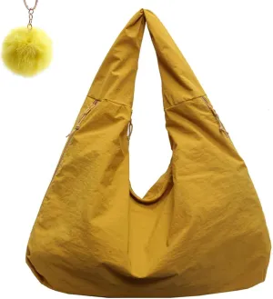 Textured Draped Tote Bag, Women's Solid Color, Large Capacity Fashion Versatile Shoulder Bag (yellow)