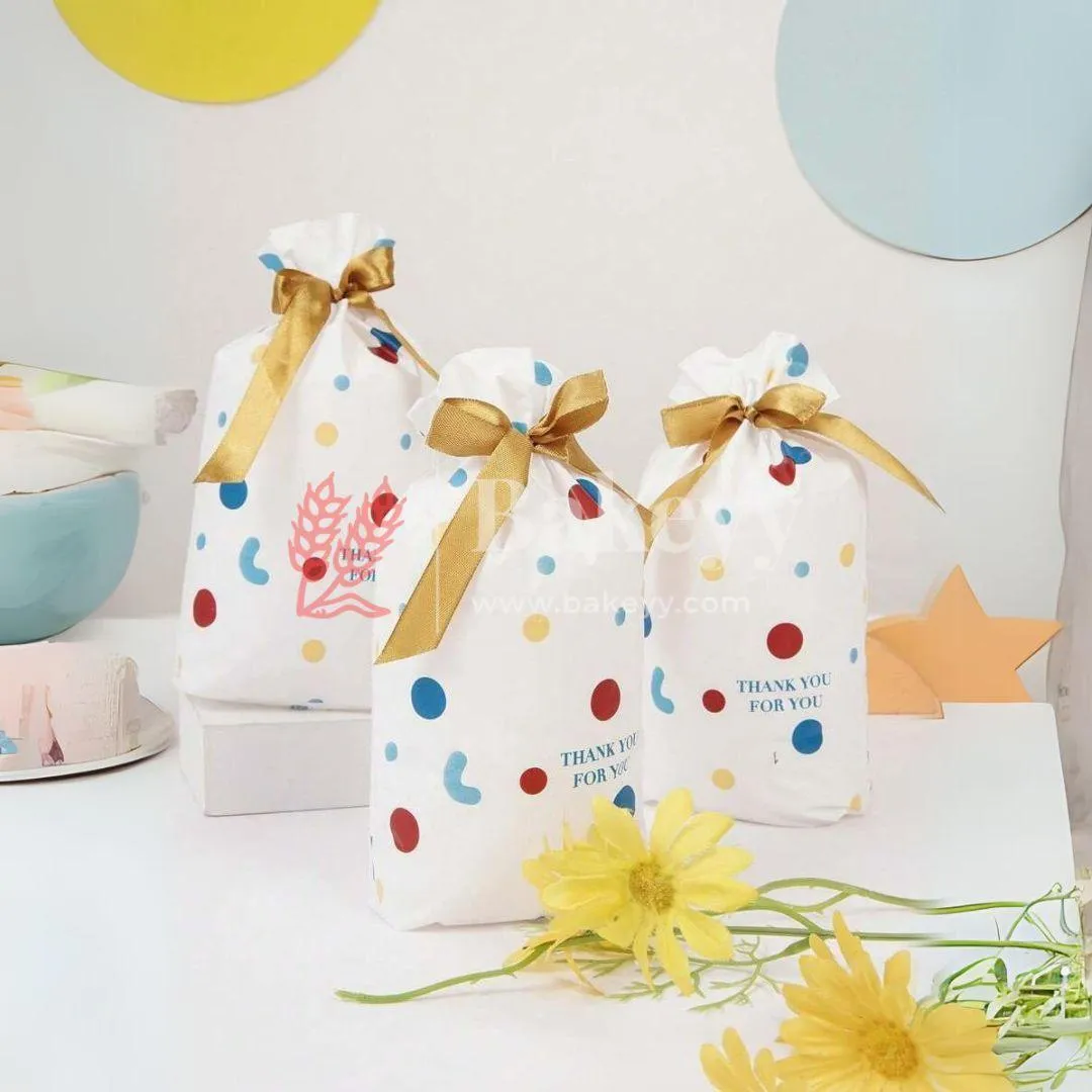Thank You Plastic Stand Up Treat Favor Bags Gift Wrapper Bags for Candy Cookie Chocolate | Pack of 50