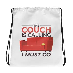 The Couch Is Calling Drawstring bag