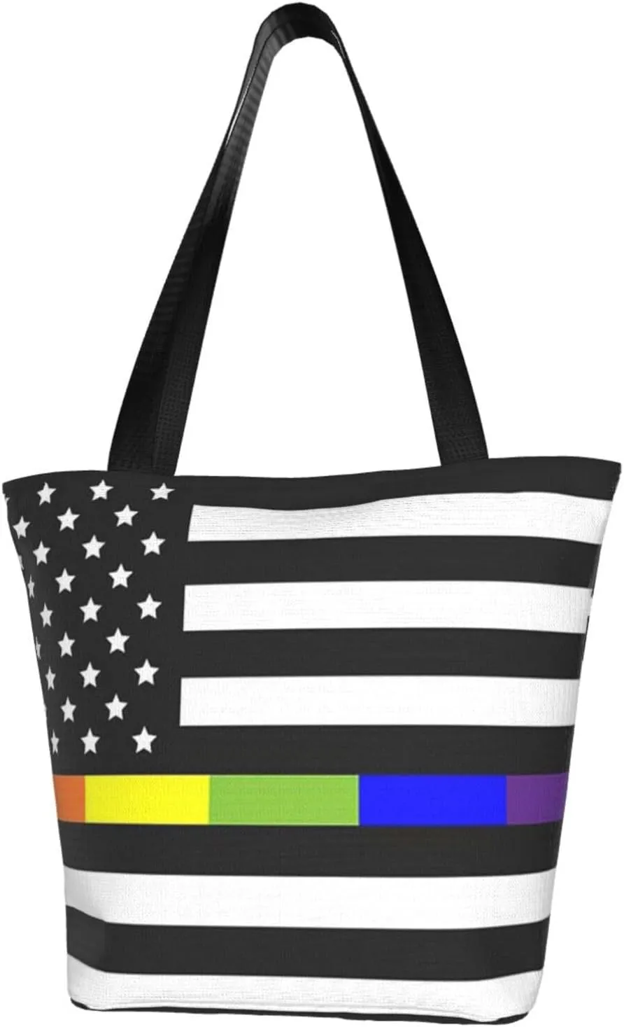 Thin Blue Line Women's Tote Bag Lightweight Shoulder Bag Shopping Handbag Large Capacity Handbag With Zipper