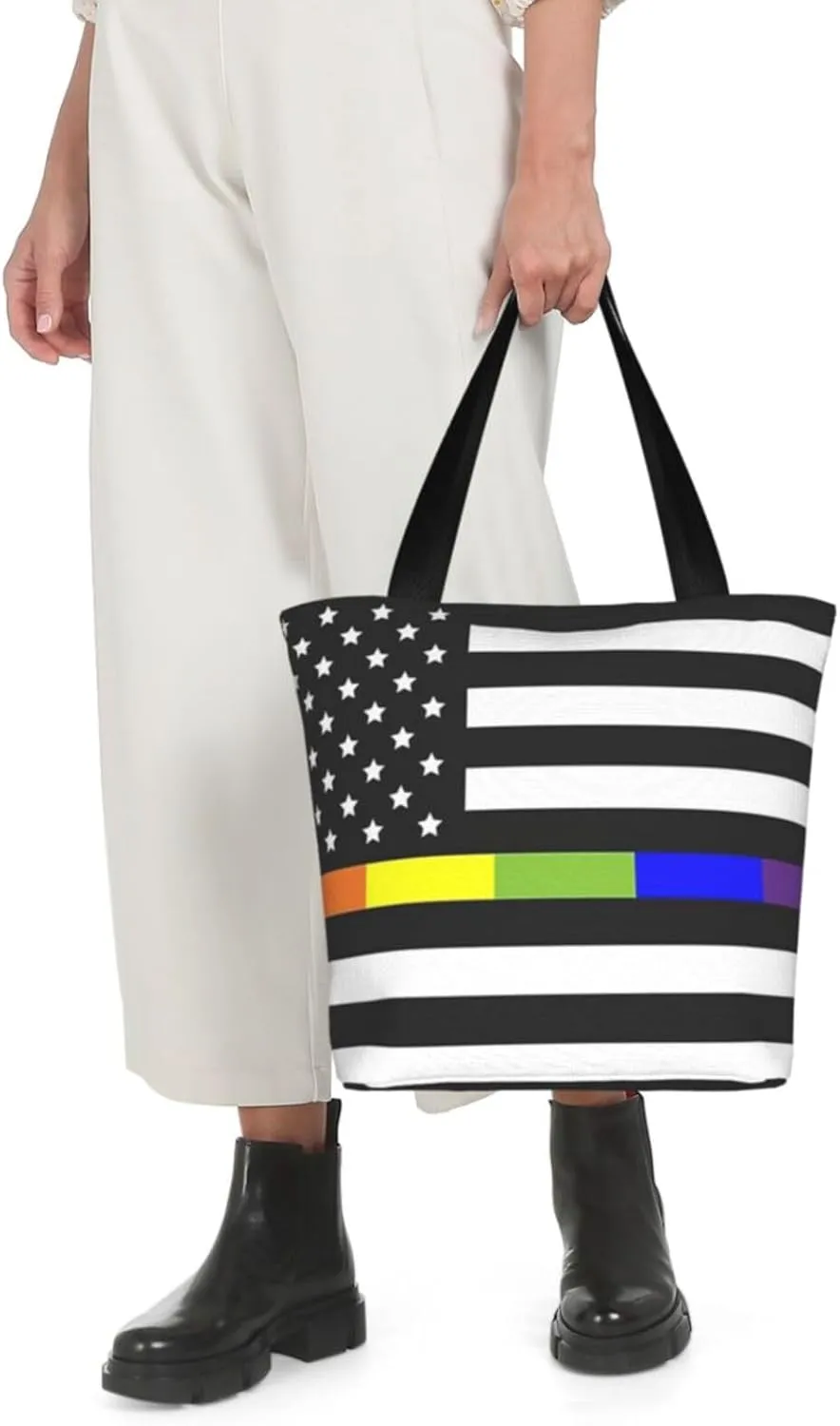 Thin Blue Line Women's Tote Bag Lightweight Shoulder Bag Shopping Handbag Large Capacity Handbag With Zipper