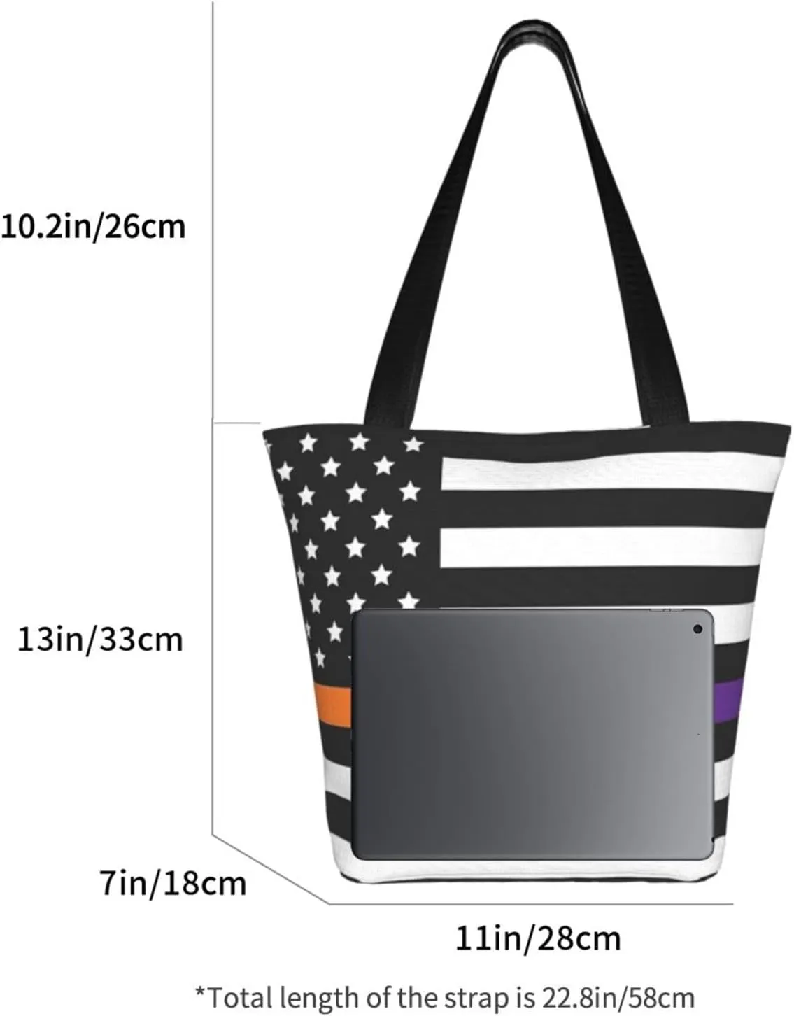 Thin Blue Line Women's Tote Bag Lightweight Shoulder Bag Shopping Handbag Large Capacity Handbag With Zipper