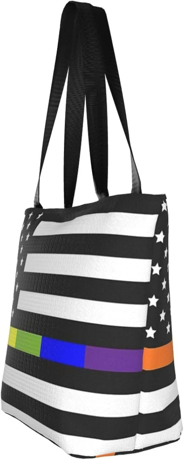 Thin Blue Line Women's Tote Bag Lightweight Shoulder Bag Shopping Handbag Large Capacity Handbag With Zipper