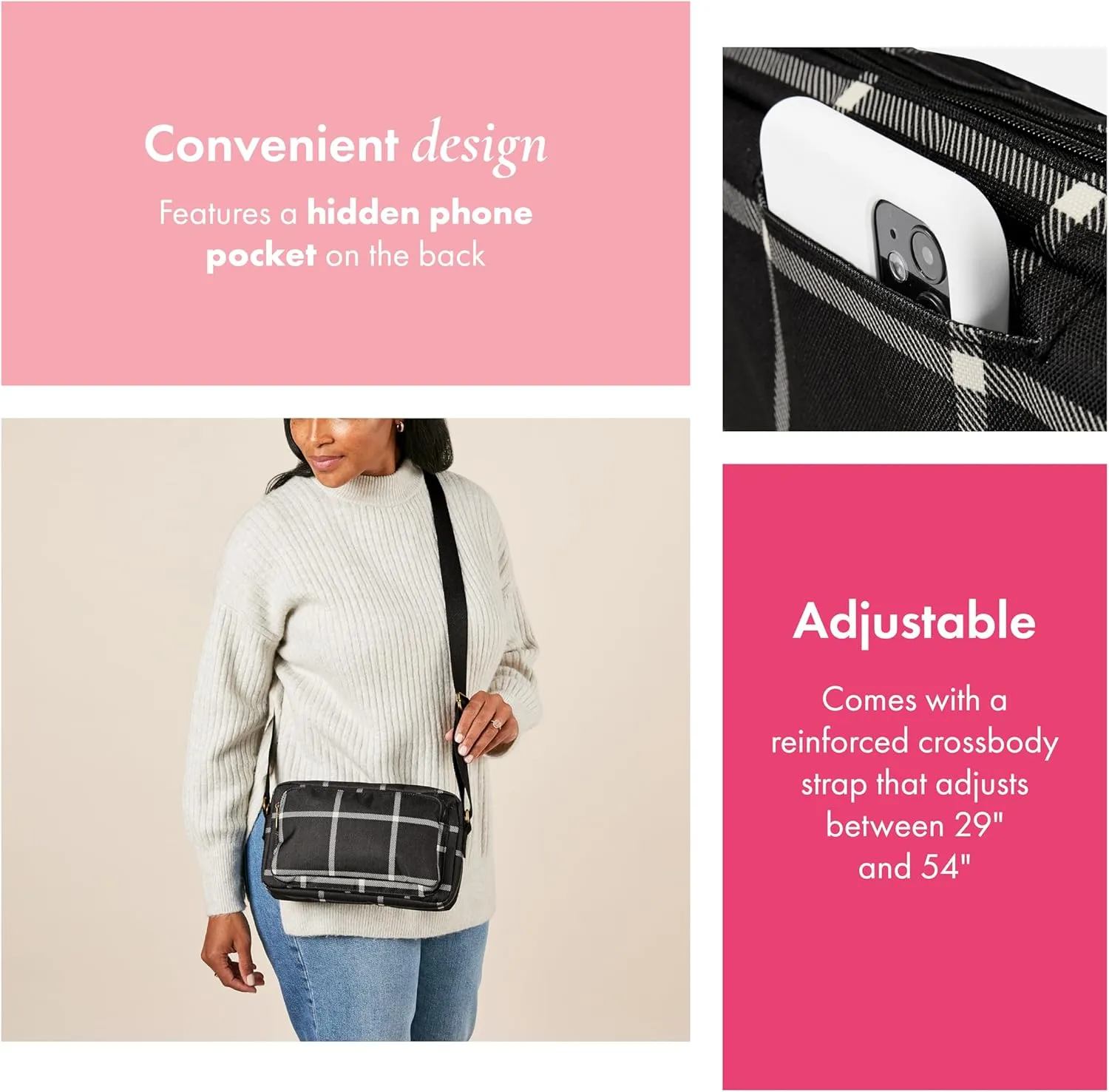 THIRTY-ONE Gifts All Zipped Up Crossbody Purse, Zipper-Top Crossbody Bag for Women