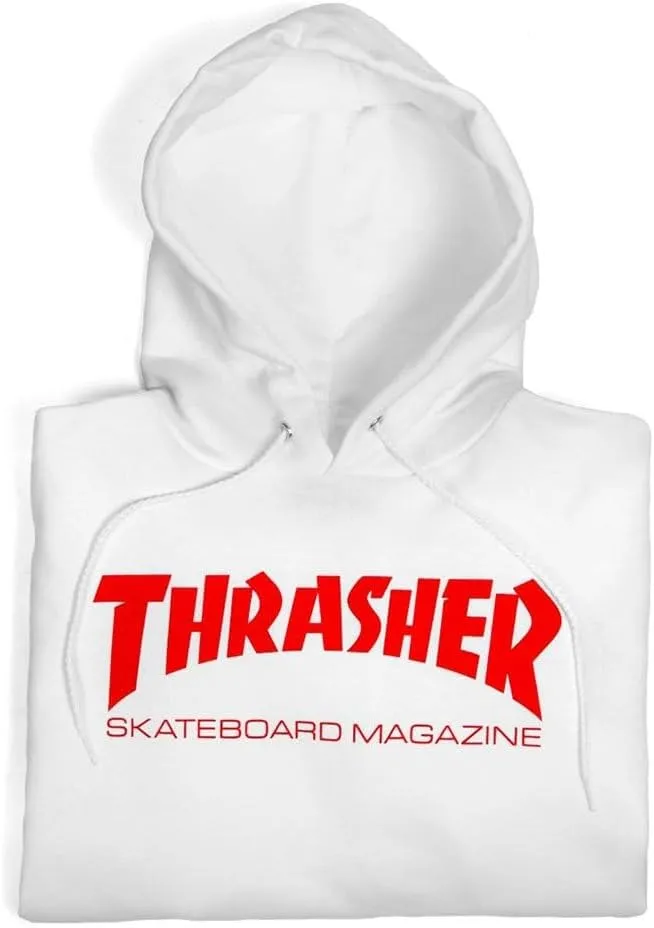 Thrasher Magazine Men's Skate Mag White/Red Long Sleeve Pullover Hoodie