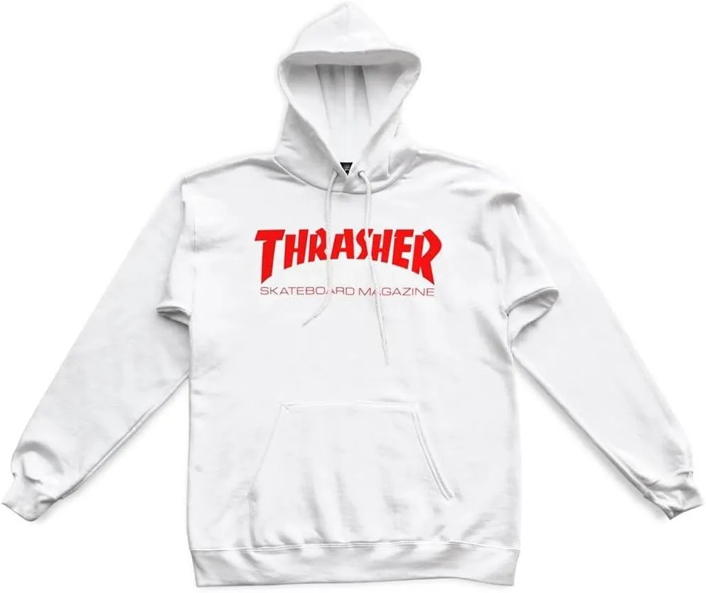 Thrasher Magazine Men's Skate Mag White/Red Long Sleeve Pullover Hoodie