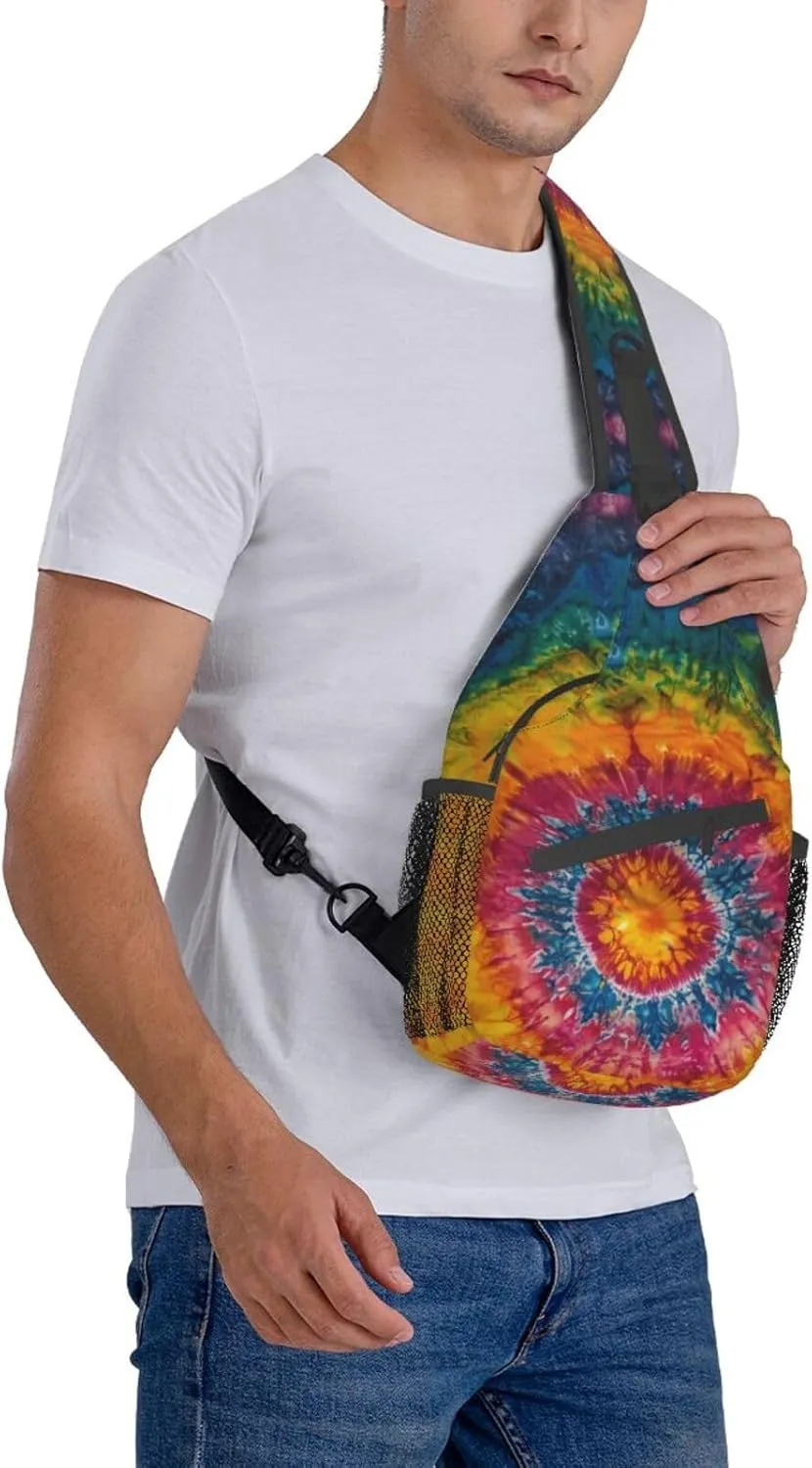 Tie Dye Colorful Sling Backpack Hiking Backpack Crossbody Bag Sports Lightweight And waterproof Chest Bag Shoulder Bag For Women Men