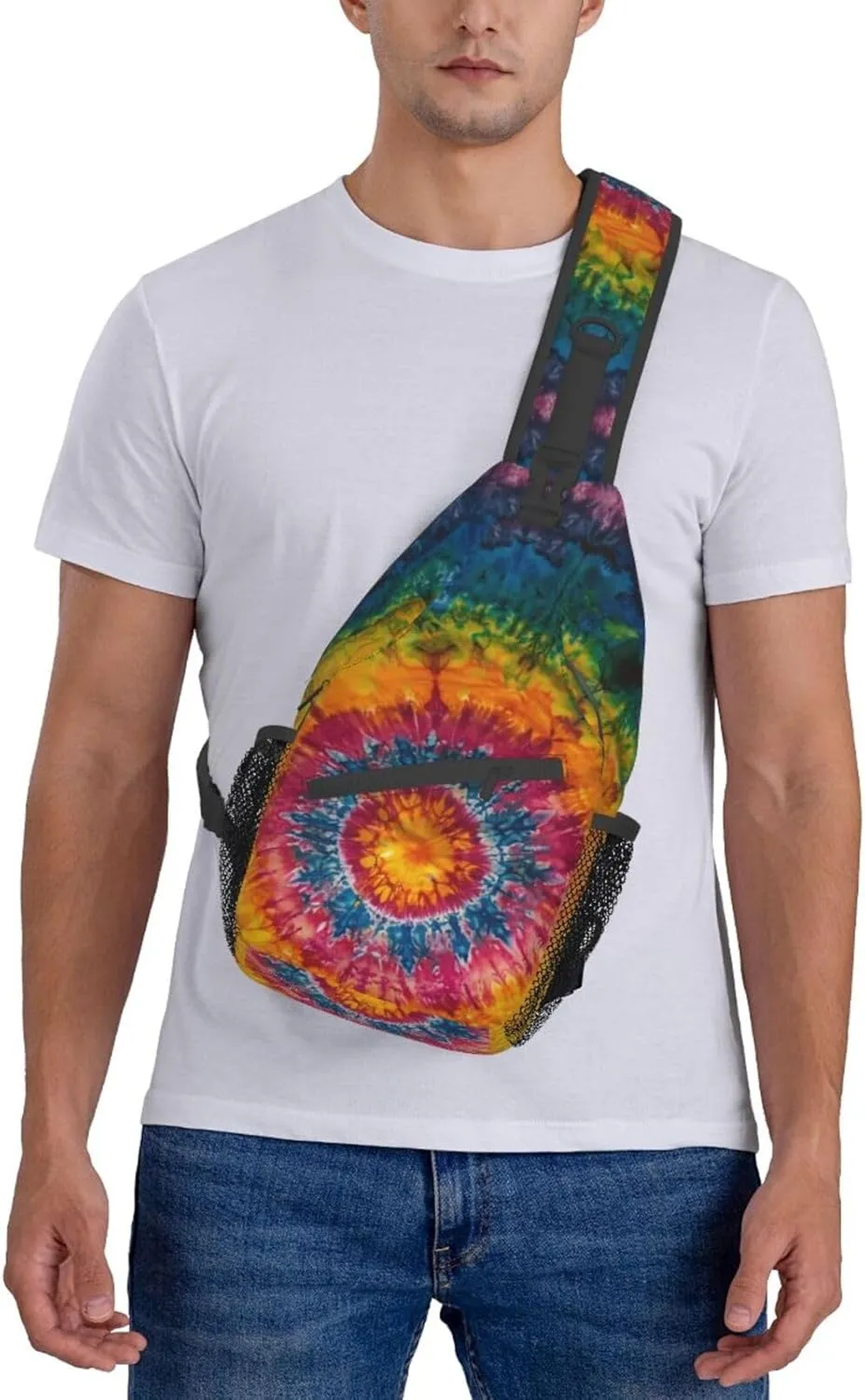 Tie Dye Colorful Sling Backpack Hiking Backpack Crossbody Bag Sports Lightweight And waterproof Chest Bag Shoulder Bag For Women Men