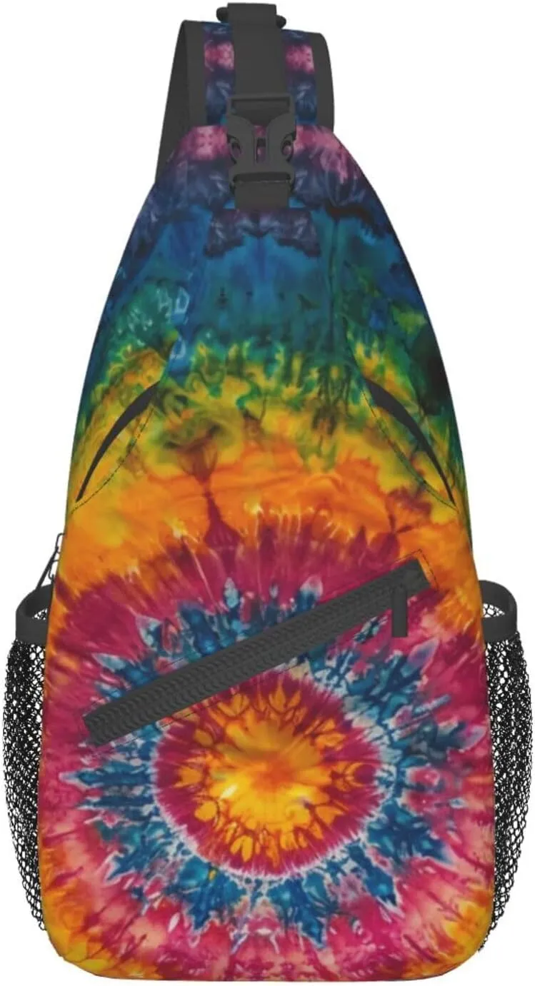 Tie Dye Colorful Sling Backpack Hiking Backpack Crossbody Bag Sports Lightweight And waterproof Chest Bag Shoulder Bag For Women Men
