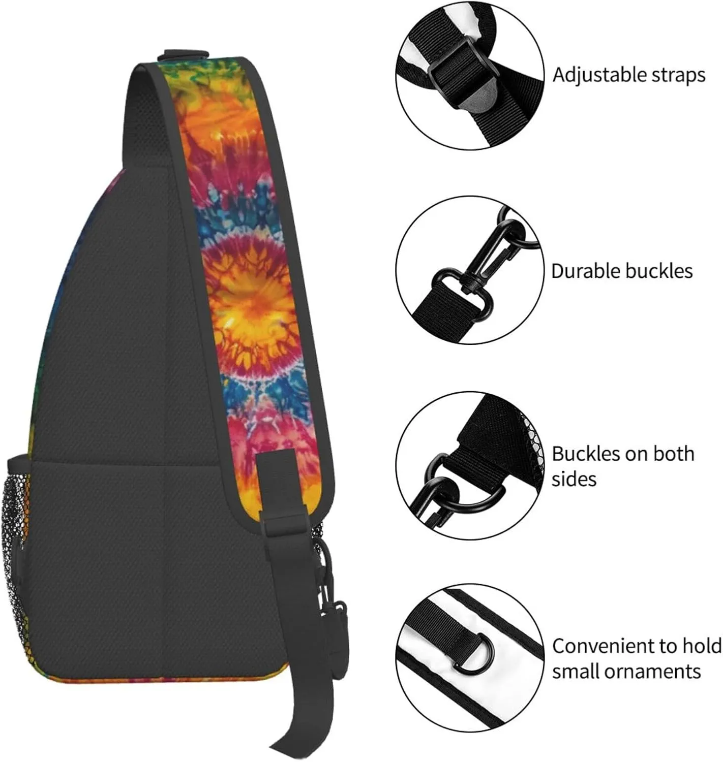 Tie Dye Colorful Sling Backpack Hiking Backpack Crossbody Bag Sports Lightweight And waterproof Chest Bag Shoulder Bag For Women Men