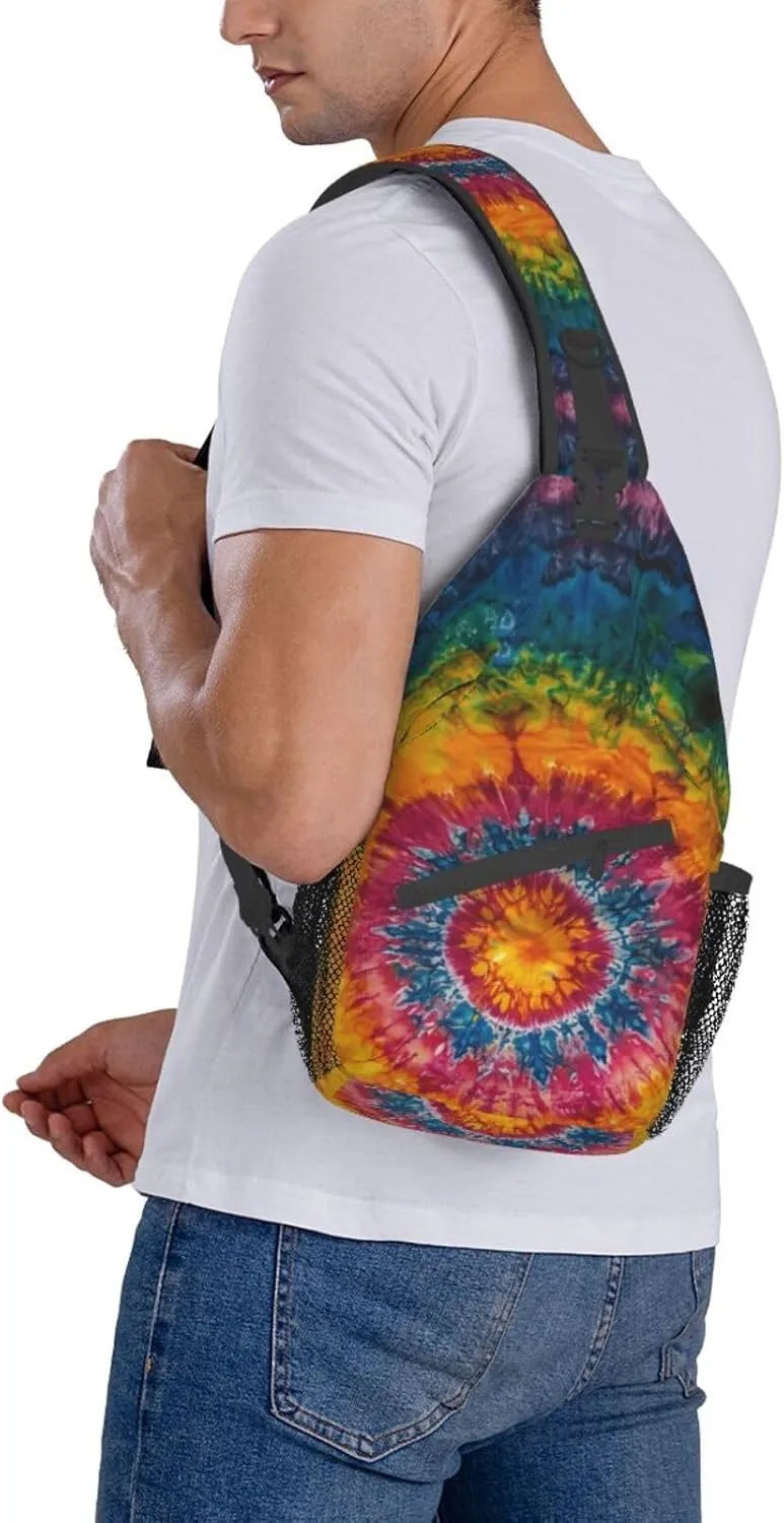 Tie Dye Colorful Sling Backpack Hiking Backpack Crossbody Bag Sports Lightweight And waterproof Chest Bag Shoulder Bag For Women Men