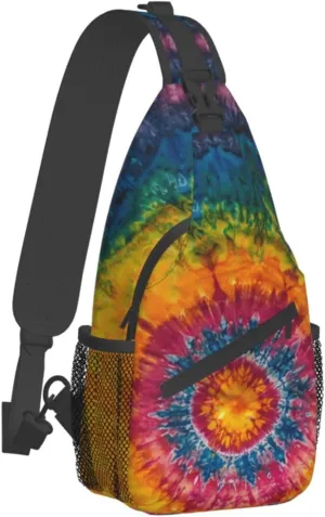Tie Dye Colorful Sling Backpack Hiking Backpack Crossbody Bag Sports Lightweight And waterproof Chest Bag Shoulder Bag For Women Men